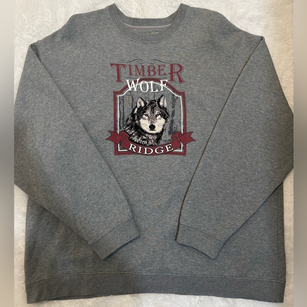 Croft & Barrow Timber Wolf Lodge Vintage Embroidered Crewneck Size XXL Unisex